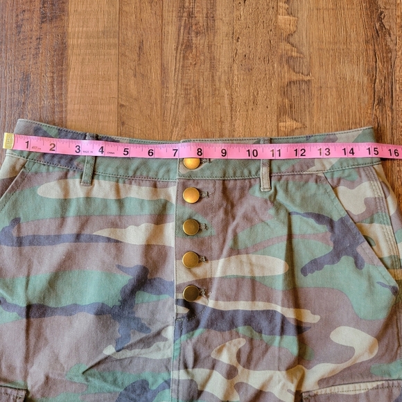 Forever 21 Camo Print Button Down Denim Mini Skirt - Picture 4 of 5